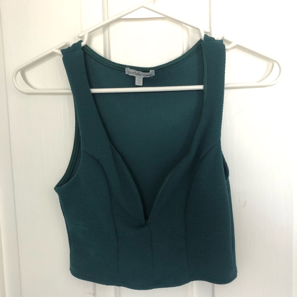 Emerald Cropped V-Neck Tank